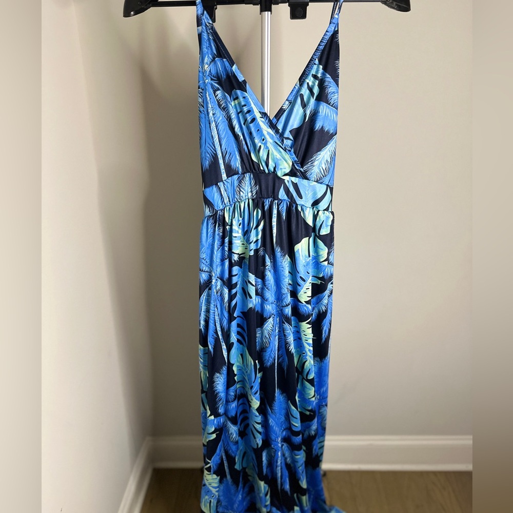 Tropical Blue Maxi Dress